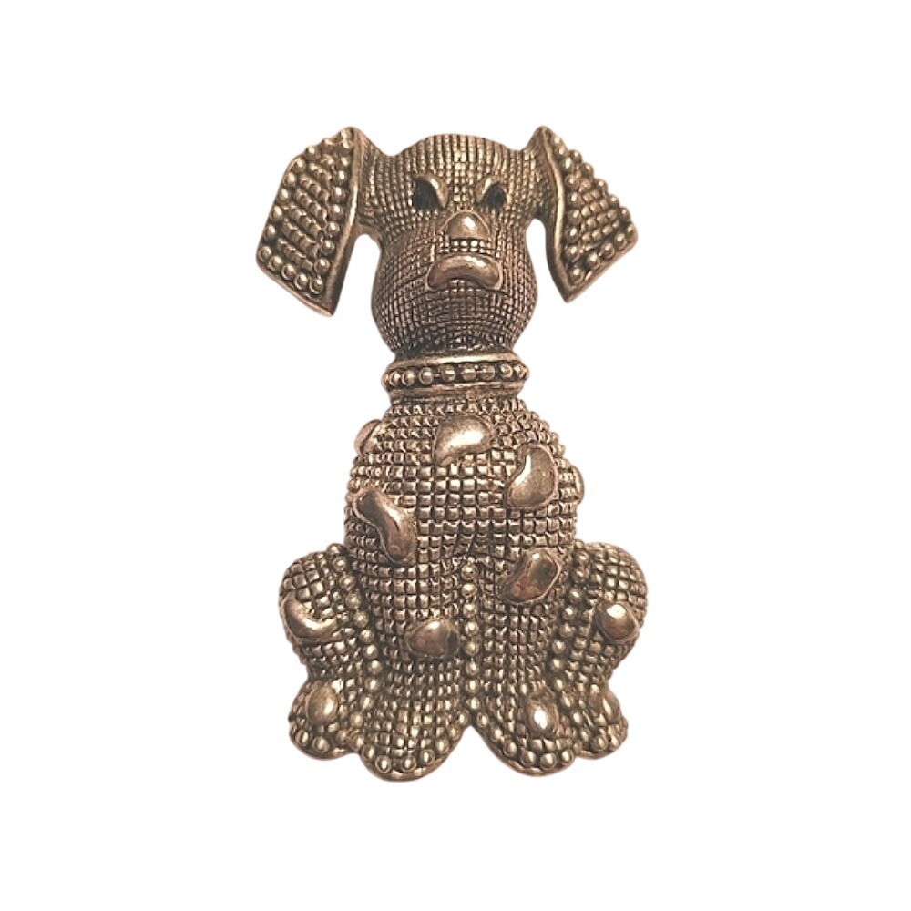 Vintage Silver Tone Textured Grumpy Dog Brooch‎ Pin